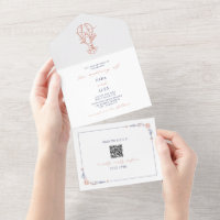 Lobster Rustic Beach Wedding Red & Blue QR RSVP
