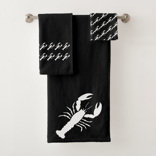 Lobster Serviette noir et blanc (En situation)