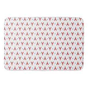 Lobster Shacking Up Coastal Preppy Americana  Bath Mat