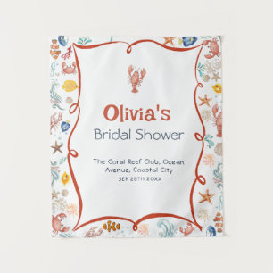 Lobster She Is a Catch Bridal Shower Banner Tapestry