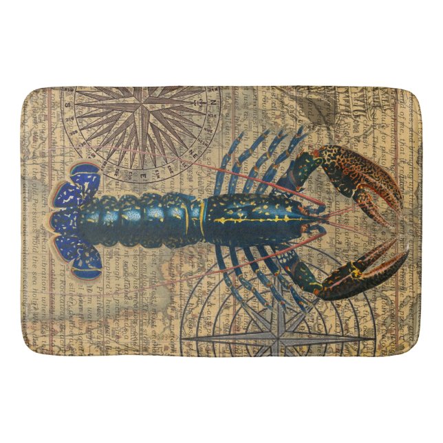 Lobster Shellfish Seafood Maine Classic Ocean Bath Mat (Front)