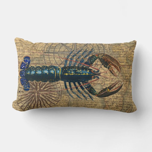 Lobster Shellfish Seafood Maine Classic Ocean Lumbar Pillow (Front)
