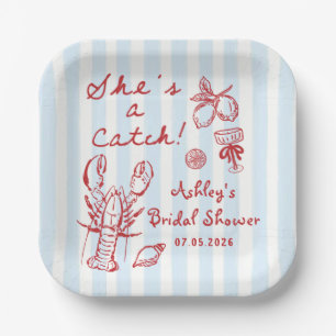 Lobster She's A Catch Bridal Shower Paper Plates