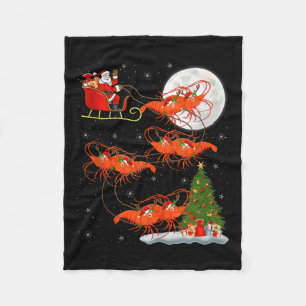 Lobster Shrimp Santa Sleigh Flying Funny Magical C Fleece Blanket