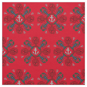 Lobster Snowflake Anchor N.S. Christmas fabric red