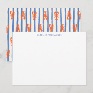 Lobster Stripe Pattern Personalized Stationery Card