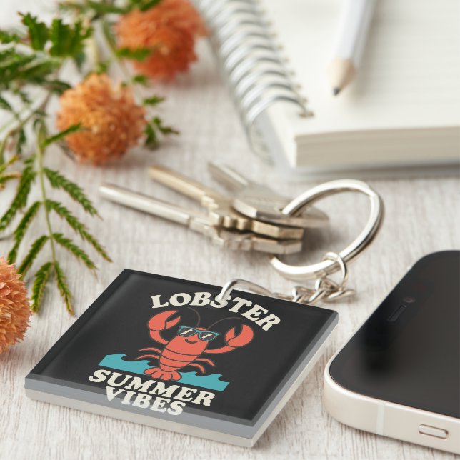 Lobster Summer Vibes – Cute Coastal Crab Keychain (Front Right)