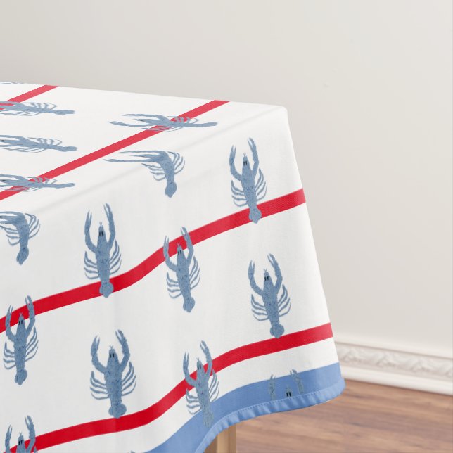 Lobster Topiary Ginger Jars  Stripe Tablecloth (In Situ)
