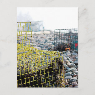 Lobster Traps on Rocky Beach Postcard
