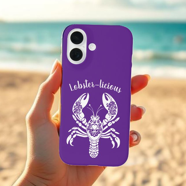 Lobster-Tropical Flowers- Case-Mate iPhone Case (Lobster-Fisherman Core-Hawaiian-Tropical-Beach-Summer-phone case-Purple)