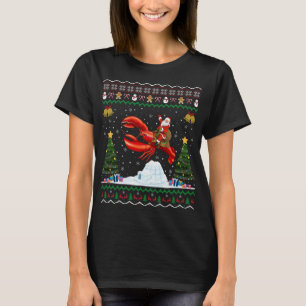 Lobster Ugly Xmas Gift Santa Riding Lobster Christ T-Shirt
