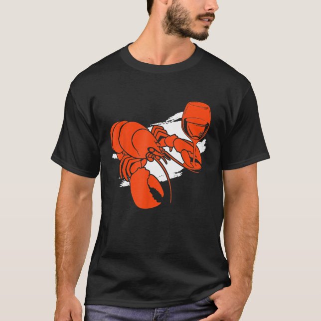 Lobster Wine Drinking Shirt Funny Summer Vacation  (Front)