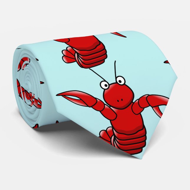 lobster  with blue sea background tie (Rolled)