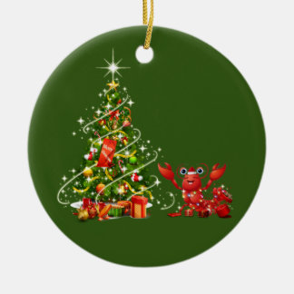 Lobster With Hat LIGHTS Christmas Ceramic Ornament