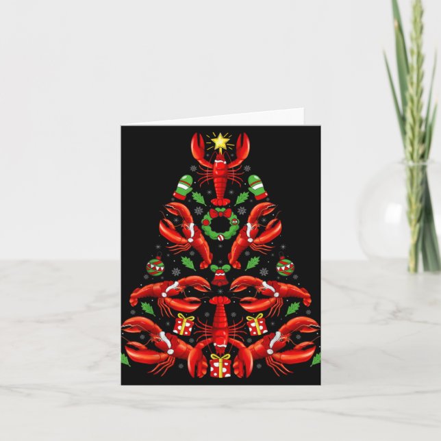 Lobster Xmas Decoration Santa Hat Lobster Christma Card (Front)