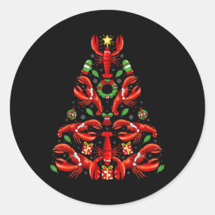 Lobster Xmas Decoration Santa Hat Lobster Christma Classic Round Sticker