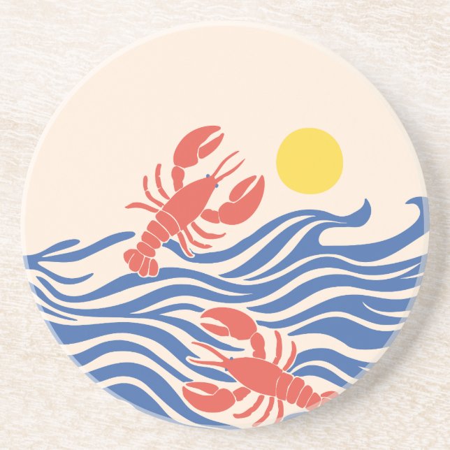 Lobsters Frolicking in the Ocean Coaster (Front)