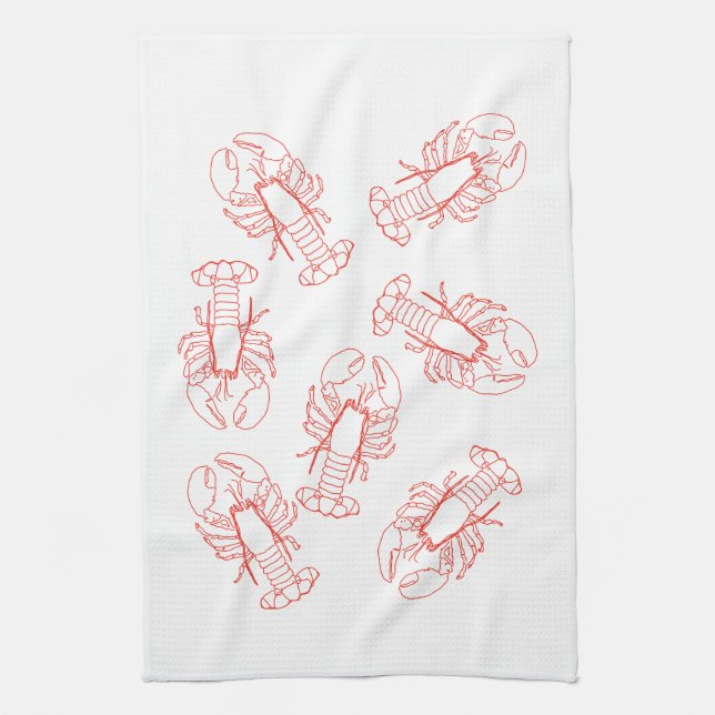 Lobsters Galore Tea Serviette (Vertical)