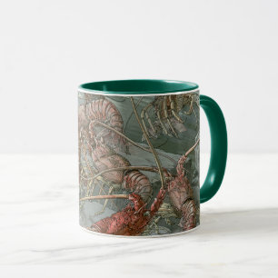 Lobsters in the Ocean, Vintage Art Nouveau Mug