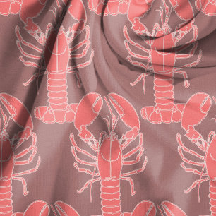 Lobsters on Mauve Patterned Craft Fabric