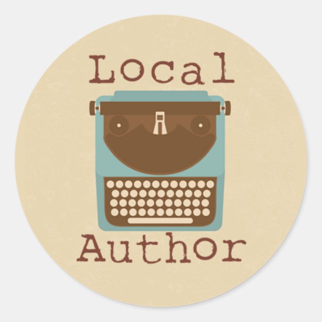 Local Author Typewriter Logo Round Sticker  (Front)