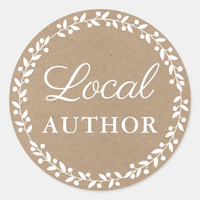 Local Author Writer Book Promo Kraft White Classic Round Sticker (Front)