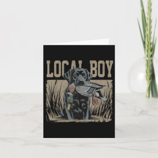 Local Boy Black Lab Hunting Dog Marsh Scene Sunset Card