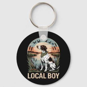 Local Boy Hunting Dog Vintage Sunset Hunting Seaso Keychain