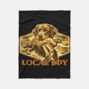 Local boy southern duck hunting black outdoor fleece blanket