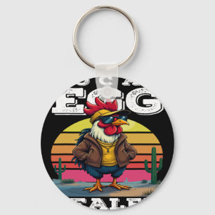Local Egg Dealer Cool Rooster Sungles Funny Farmer Keychain