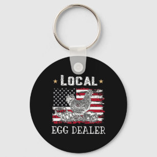 Local Egg Dealer Funny American Flag Chicken Lover Keychain