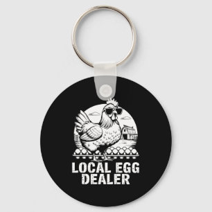 Local Egg Dealer Funny Retro Easter Farm Chicken B Keychain