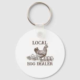 Local Egg Dealer Retro Chicken Funny Farmer Easter Keychain