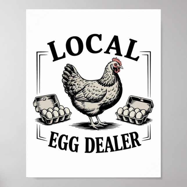 Local Egg Dealer Retro Chicken Funny Farmer Easter Poster (Front)
