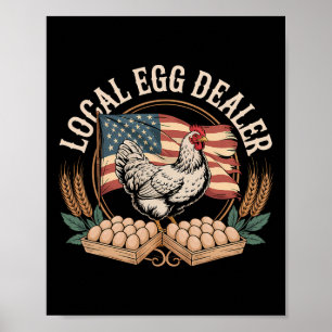Local Egg Dealer Roster Easter Funny Chicken Farme Poster
