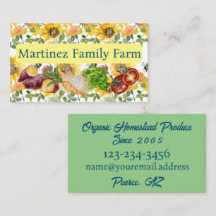 Local Farmstand Produce Vendor Sunflower Business Card