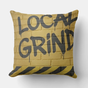 "Local Grind" Street Art Dustr Black And Yellow Throw Pillow