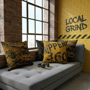 "Local Grind" Street Art Dustr Black And Yellow Throw Pillow