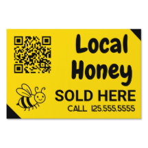 🌻 Local Honey For Sale Business Custom QR Sign