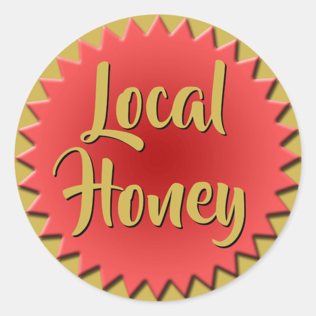 Local Honey Script Starburst Classic Round Sticker (Front)