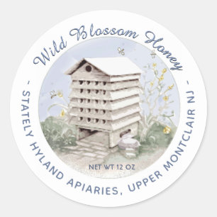 Local Honey Watercolor Vintage Hive Illustration   Classic Round Sticker