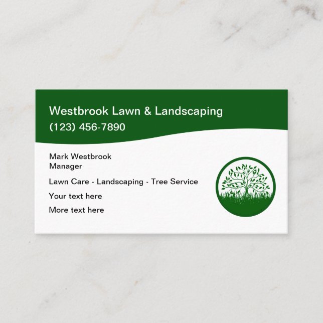 Local Lawn And Landscaping Tree Service Business Card (Front)