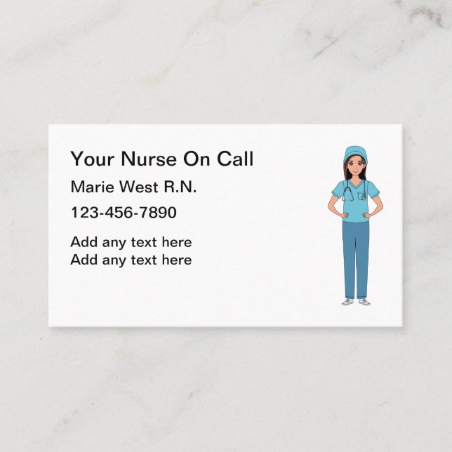 Local Registered Nurse On Call Business Card (Front)