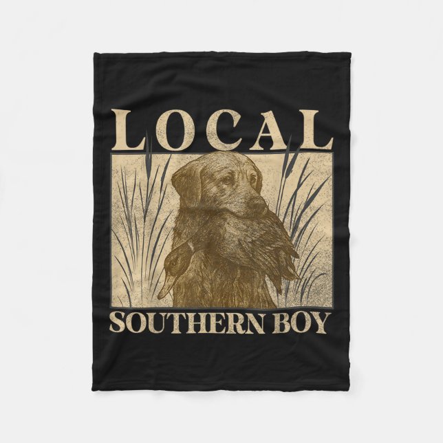 Local Southern Boy Duck Hunting Black Lab Outdoor  Fleece Blanket (Front)