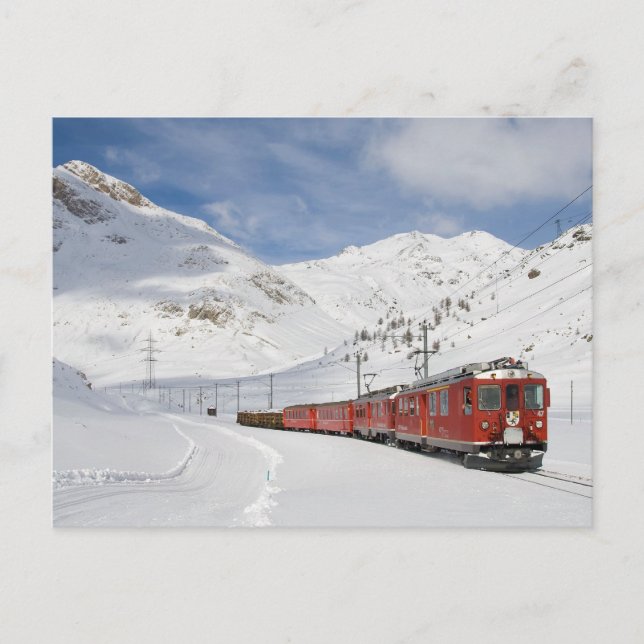 Local train on the Bernina line Switzerland Postcard (Front)