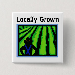 Locally Grown 2 Inch Square Button