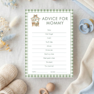 Locally Grown Advice for Mom Baby Shower Game card