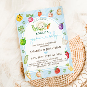 Locally Grown Baby Blue Baby Shower Invitation