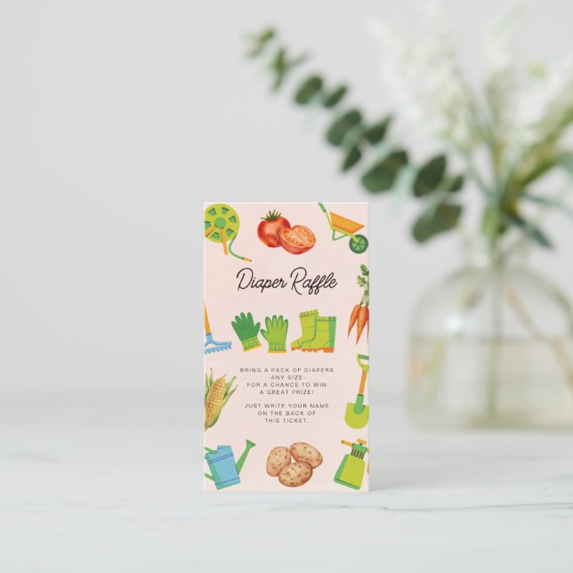 Locally Grown Baby Boots Diaper Raffle Enclosure Card (Standing Front)