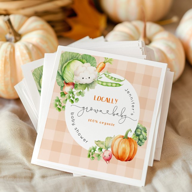 Locally grown baby fall Pumpkin farm baby shower Napkin (Creator Uploaded)